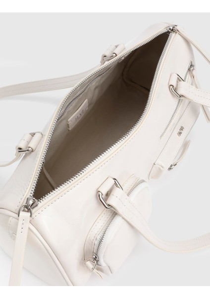 Stery Hakiki Rugan Deri Krem Kadın Omuz Çantası fırsatları