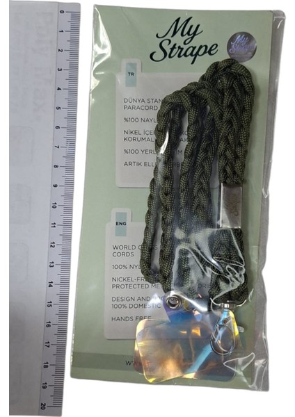 Telefon Boyun Askısı Haki Paracord Örgü Tüm Kılıflara Uyumlu
