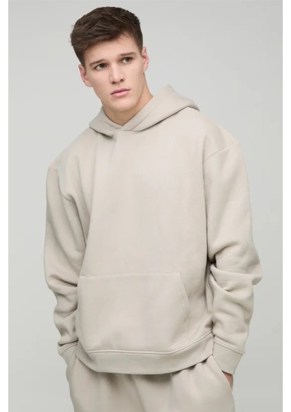 Siyah Kanguru Cepli Kapüşonlu Oversize Sweatshirt