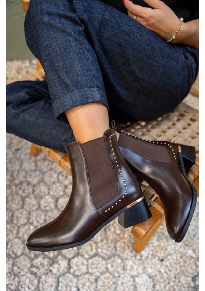 Rachel Acı Kahve Deri Troklu Hakiki Deri Bot modelleri