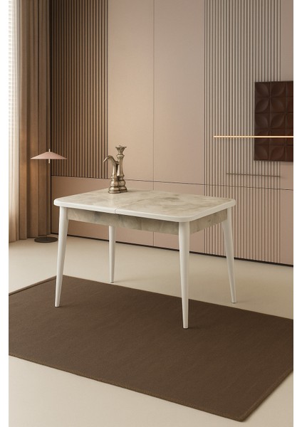 Ortadan Açılır Büyüyen Yemek Masası Mermer Desenli 70X110CM Sadece Masa Fiyatıdır