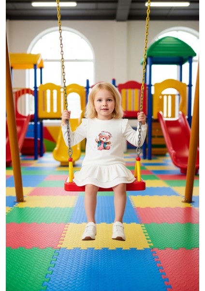 Kız Çocuk Sevimli Ayıcık Baskılı Waffle Örme Alt Üst Takım Kaliteli Şık Rahat modelleri