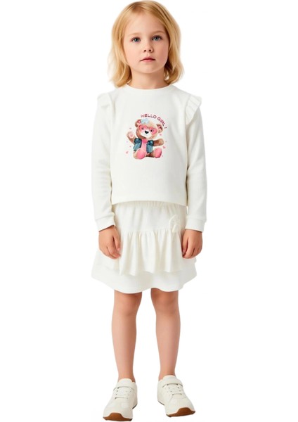 Kız Çocuk Sevimli Ayıcık Baskılı Waffle Örme Alt Üst Takım Kaliteli Şık Rahat fırsatları