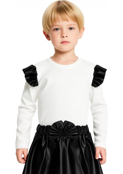 Kız Çocuk Örme Üst ve Fırfırlı Etek Kombinasyonu Şık ve Rahat Günlük Giyim Kaliteli Şık Rahat indirimleri