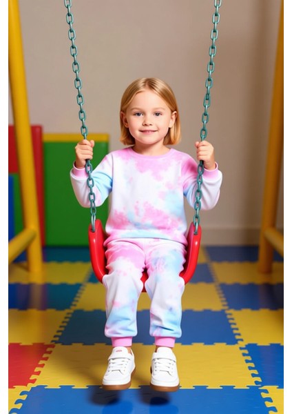 Kız Çocuk Pamuklu Batik Desenli Üst ve Alt Eşofman Takımı Kaliteli Şık Rahat Günlük modelleri