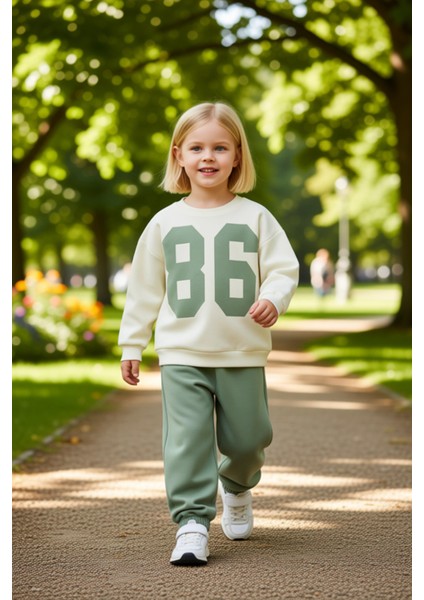 Kız Çocuk Pamuklu Baskılı Oversize Eşofman Takımı Rahat ve Şık Günlük Giyim Kaliteli Şık Rahat