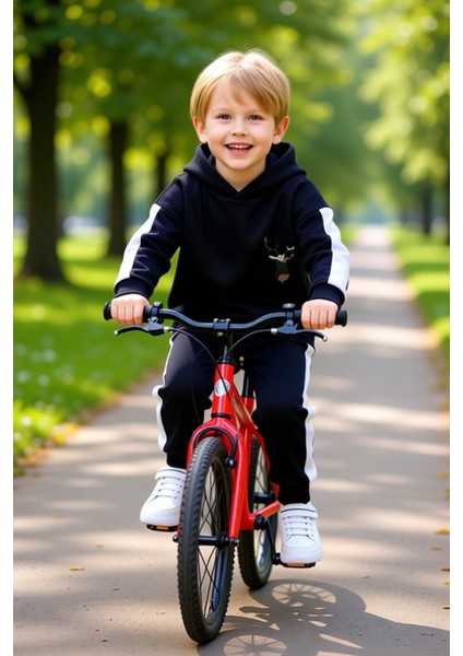 Erkek Çocuk Kapüşonlu Oversize Hayvan Figürlü Örme Takım Kaliteli Şık Rahat Günlük fiyatları