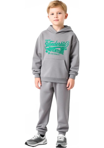Erkek Çocuk Kapüşonlu Oversize Pamuklu Slogan Baskılı Alt Üst Takım Kaliteli Şık Rahat fırsatları