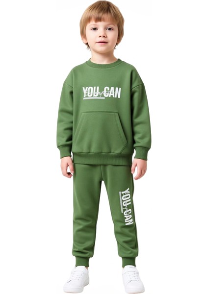 Motivasyonel Baskılı Erkek Çocuk Örme Sweatshirt ve Eşofman Takımı Kaliteli Şık Rahat fırsatları