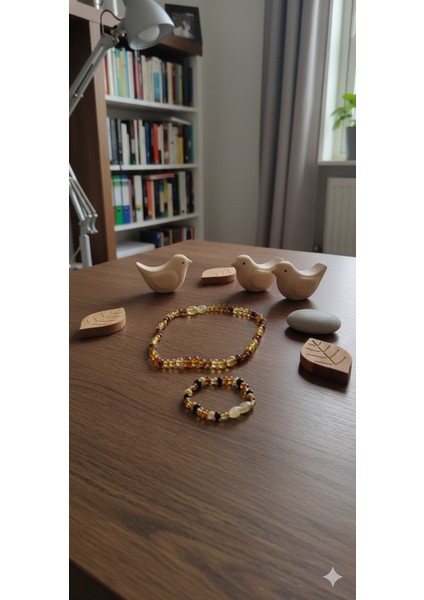 Kehribar Bebek Diş Çıkarma Bileklik ve Kolye Seti – Doğal Baltık Kehribar, Huzur ve Denge Sağlayan El Yapımı Taş Set fiyatları
