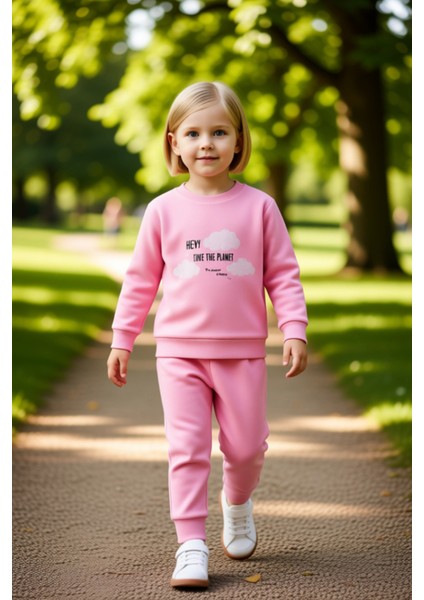 Kız Çocuk Pamuklu Baskılı Regular Örme Alt Üst Takım Konforlu ve Şık Günlük Giyim Kaliteli