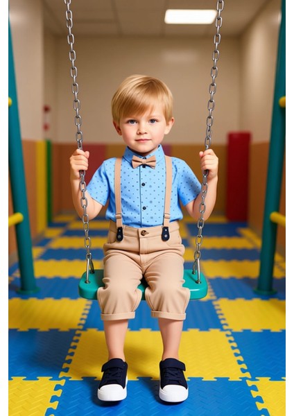 Erkek Çocuk Pamuklu Papyonlu Gömlek ve Şort Takımı Askılı Kaliteli Şık Rahat Günlük modelleri