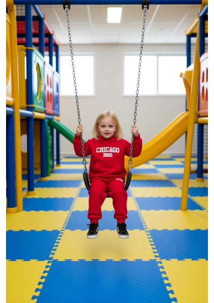 Chicago 1886 Kapüşonlu Oversize Sweatshirt ve Eşofman Altı Takımı Erkek Çocuk Kaliteli Şık modelleri