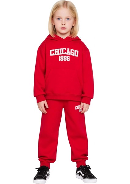 Chicago 1886 Kapüşonlu Oversize Sweatshirt ve Eşofman Altı Takımı Erkek Çocuk Kaliteli Şık fırsatları