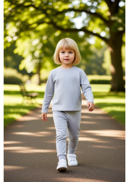 Kız Çocuk Rahat Esnek Ribana Detaylı Uzun Kollu Üst ve Tayt Takımı Kaliteli Şık Rahat