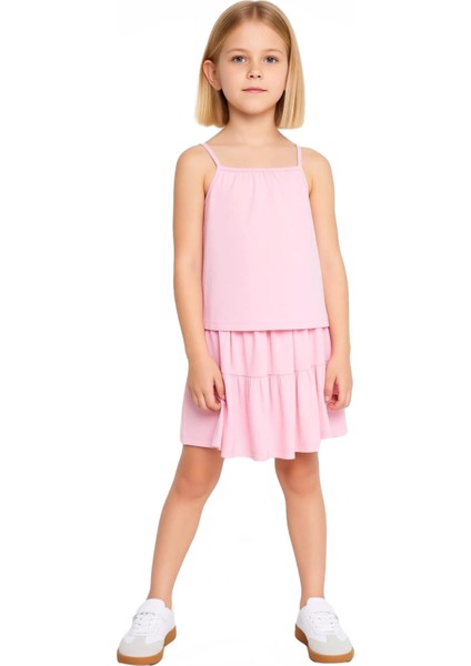 Kız Çocuk Pamuklu Askılı Atlet ve Etek Takımı Konforlu Günlük Giyim Kaliteli Şık Rahat fırsatları