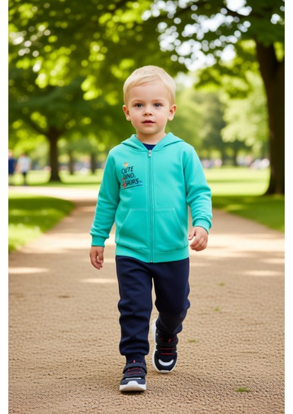 Erkek Çocuk Örme Baskılı Fermuarlı Üst ve Alt Takım Kaliteli Şık Rahat Günlük modelleri