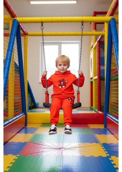 Erkek Çocuk Ayıcık Baskılı Pamuklu Spor Giyim Seti Kaliteli Şık Rahat Günlük