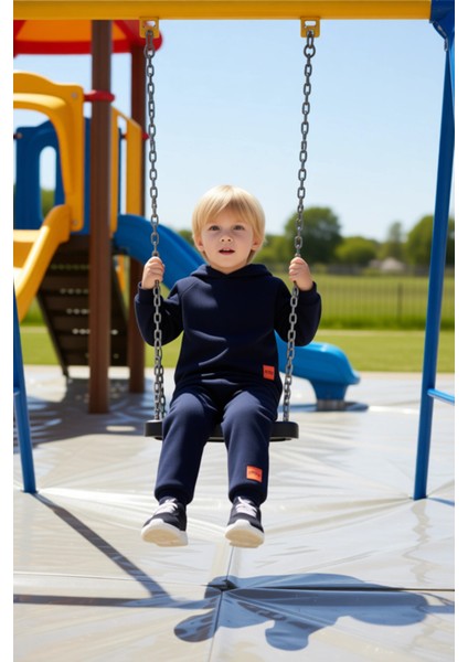 Çocuklar Için Kapüşonlu Waffle Dokulu Oversize Erkek Takımı Kaliteli Şık Rahat