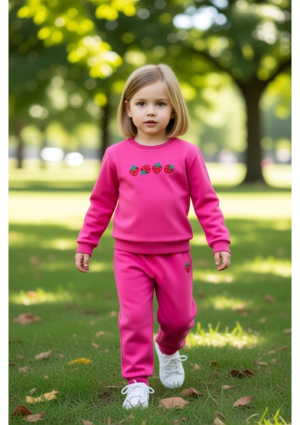 Baskılı Kız Çocuk Örme Regular Kalıp Bisiklet Yaka Takım Kaliteli Şık Rahat Günlük modelleri