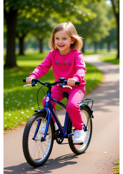 Baskılı Kız Çocuk Örme Regular Kalıp Bisiklet Yaka Takım Kaliteli Şık Rahat Günlük fırsatları