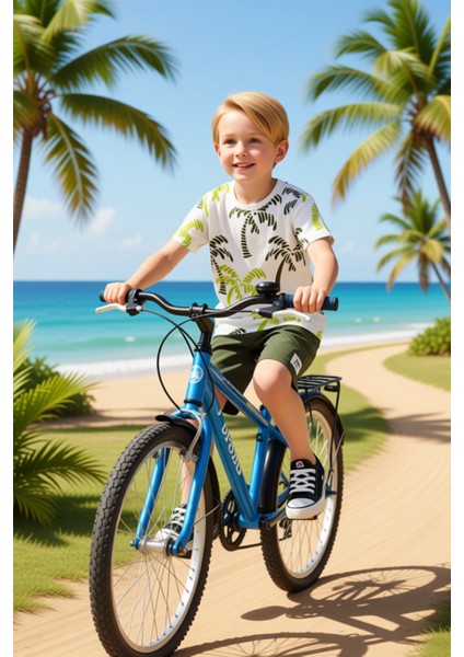 Erkek Çocuk Tropikal Desenli Pamuklu T Shirt ve Şort Takımı Kaliteli Şık Rahat fırsatları