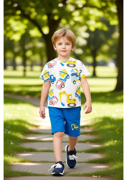 Erkek Çocuk Pamuk Karışımlı Kısa Kollu Tişört ve Şort Takımı Kaliteli Şık Rahat modelleri
