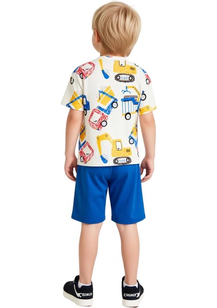 Erkek Çocuk Pamuk Karışımlı Kısa Kollu Tişört ve Şort Takımı Kaliteli Şık Rahat indirimleri
