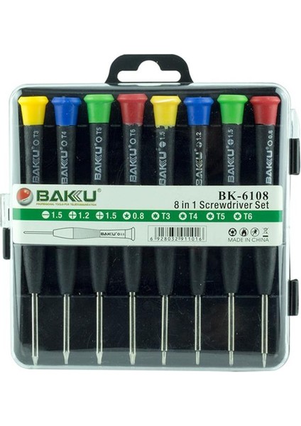 BK-6108 8in1 Hassas Tornavida Seti (1.5-1.2-0.8--T3-T4-T5-T6)