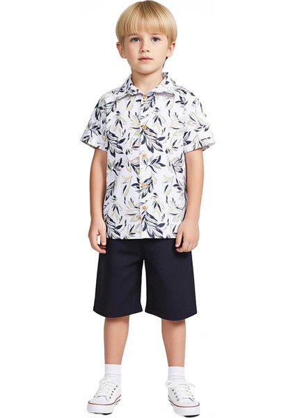 Erkek Çocuk Pamuklu Dokuma Gömlek ve Şort Takımı Yazlık Şıklık Kaliteli Şık Rahat fırsatları