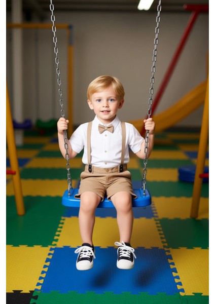 Erkek Çocuk Şık Gömlek ve Şort Kombinasyonu Aksesuarlı 3 Parça Set Kaliteli Şık Rahat modelleri