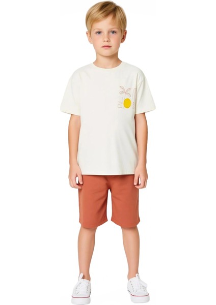 Erkek Çocuk %100 Pamuklu Bisiklet Yaka Kısa Kollu Tişört ve Şort Takımı Kaliteli Şık Rahat fırsatları