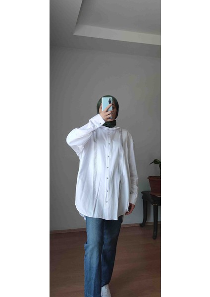 Boncuk Detaylı Şık Gömlek