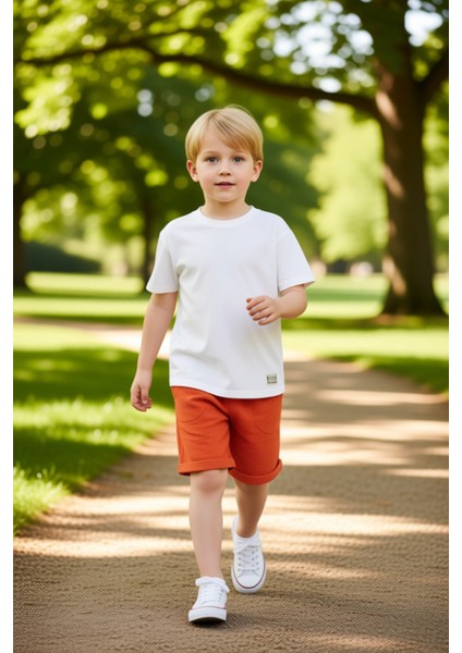 Erkek Çocuk %100 Pamuklu Yumuşak Müslin T Shirt ve Şort Takımı Kaliteli Şık Rahat modelleri