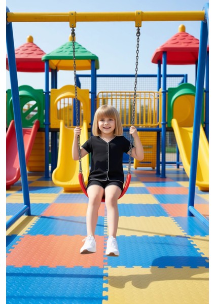 Kız Çocuk V Yaka Düz Örme Kısa Kollu Üst ve Şort Takımı Kaliteli Şık Rahat Günlük modelleri