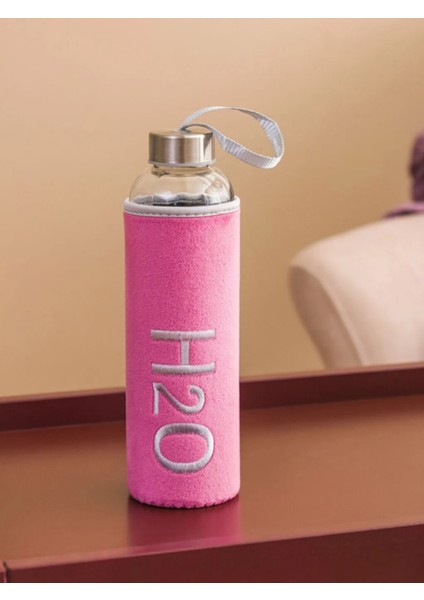 H2O Peluş Kılıflı Cam Matara 600 ml