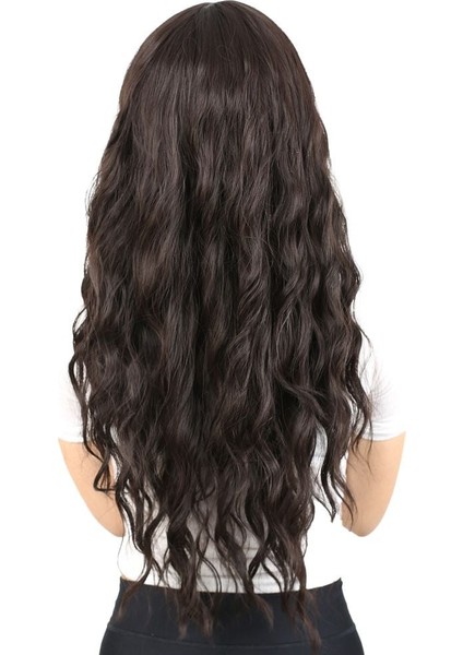 Perçemli Uzun Su Dalgası Fiber Sentetik Peruk/ Kahverengi fırsatları