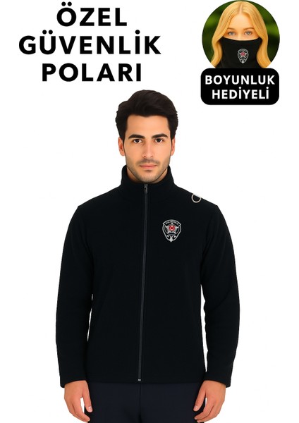 Kışlık Erkek Nakış Işlemeli 2 Cepli Özel Güvenlik Polar Mont - Göğüsten Logolu