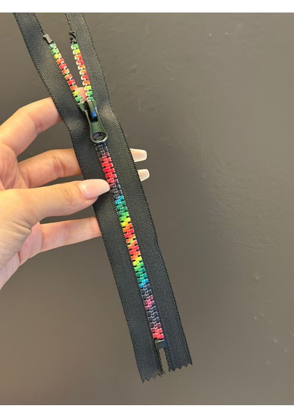 23X3 cm Renkli Dişli Siyah Fermuar fiyatları