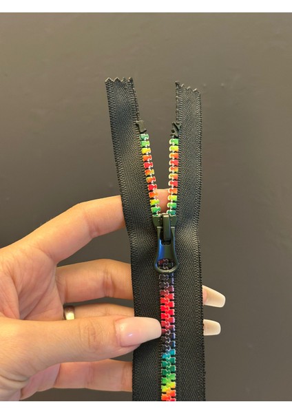 23X3 cm Renkli Dişli Siyah Fermuar modelleri