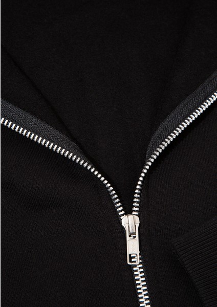 Mavi Logo Baskılı Kapüşonlu Fermuarlı Siyah Sweatshirt 1S10178-900