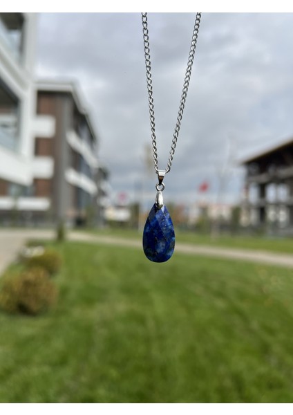 Lapis Lazuli Faset Kesim Damla Doğal Taş Kolye TKY0377