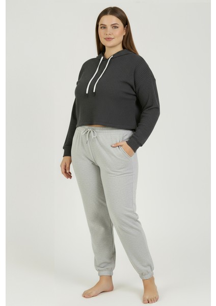 Jogger Paça Büyük Beden Eşofman Altı Gri 2017