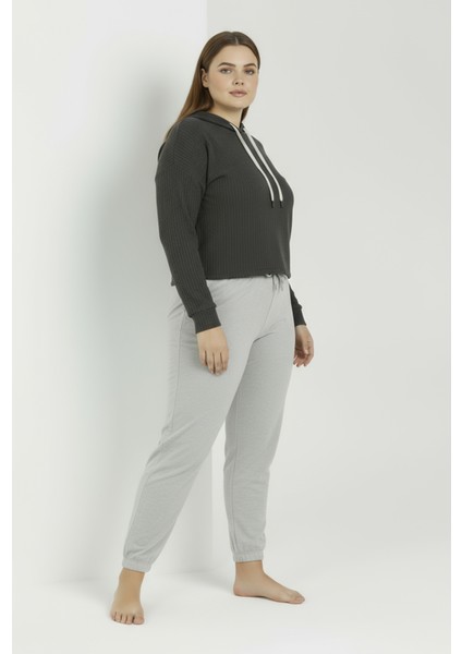 Jogger Paça Büyük Beden Eşofman Altı Gri 2017
