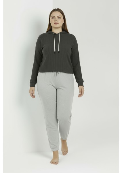 Jogger Paça Büyük Beden Eşofman Altı Gri 2017