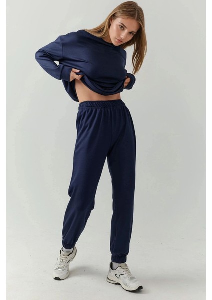 Kadın Esnek Bel Modal Touch Jogger Pantolon Lacivert