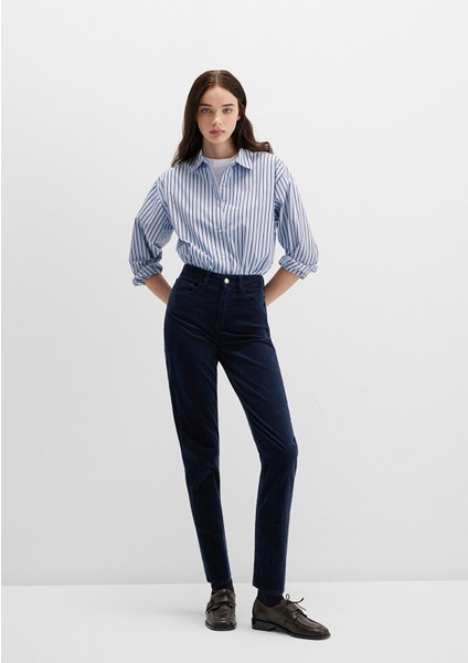 Cindy Lacivert Kadife Pantolon 100277-82993