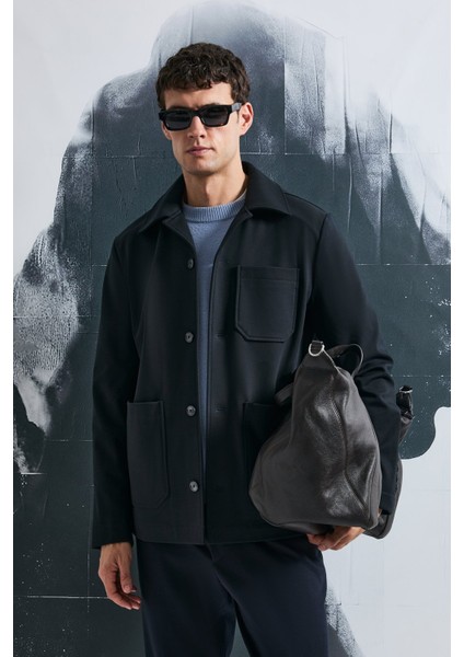 Pamuklu Regular Fit Klasik Yaka Gömlek Ceket Erkek Gömlek Ceket 112120265