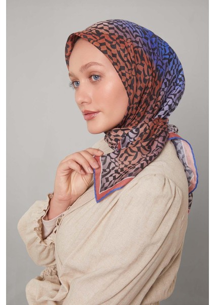 Oranj Renk Geçişli Desen Soft Eşarp