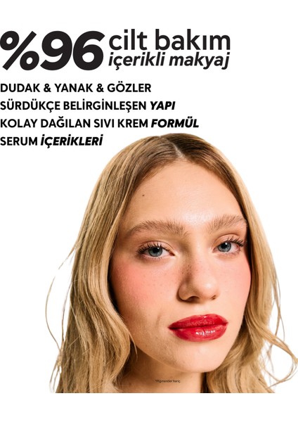 Allık Ruj Göz Farı Glow Tint Deep Red | Nemlendirici Makyaj | 501 Kırmızı | Hyaluronik Asit Peptit fiyatları